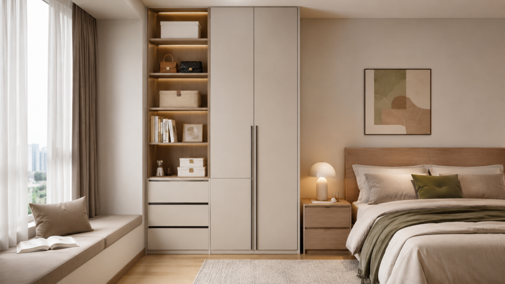 Bedroom Tall Storage Cabinets for Calmer Living