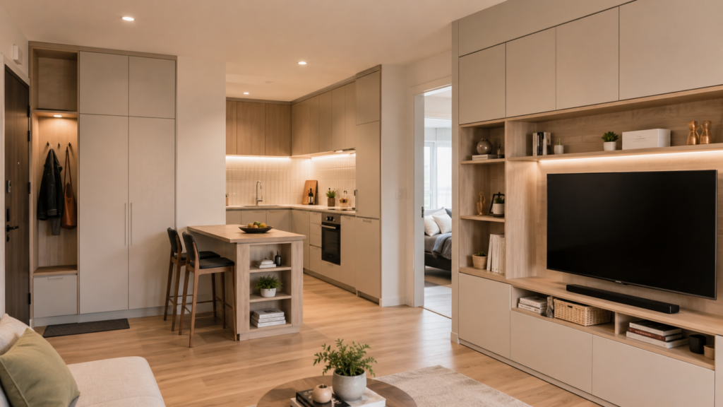 Custom Cabinets for Small Apartment Living-Living Room Custom Cabinets